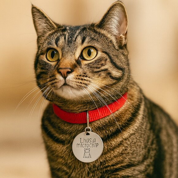 Dog Cat Pet Microchip ID Tag Keychain Stainless Steel Silver 2.2 Inch New - Picture 5 of 8